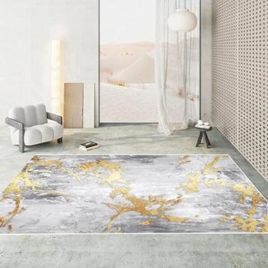 Imagem de Tapete estilo abstrato para decoração de sala de estar, tapete de chão fácil de limpar, lavável, sala de estar, quarto, sofá (200 x 250 cm, 78,7 x 98 pol./Sem fiapos - 3)