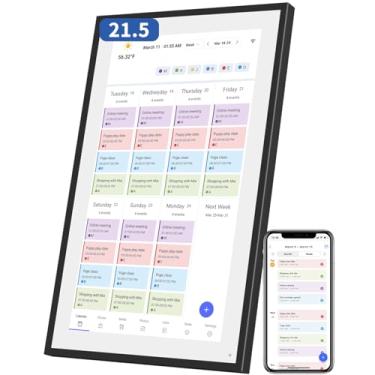 Imagem de Calendário digital de 53 cm, tabela de tarefas eletrônica, agenda semanal e mensal inteligente 1920 * 1080p IPS tela sensível ao toque calendário de parede e mesa para horários familiares, preto