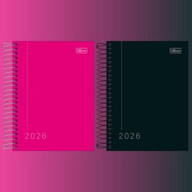 Imagem de Kit 02 Agenda 2025 Espiral Diária Pepper Executiva Preta/Rosa Capa Dur