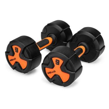 Imagem de Kit 2 Halter 9kg Antiderrapante Vollo Peso Academia Treino Em Casa - V
