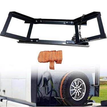 Imagem de BST BSSP Suporte ajustável para pneu de caminhão semi-caminhão suporte de pneu sobressalente suporte de pneu para trator reboque caminhão comercial versátil suporte seguro de pneu de transporte