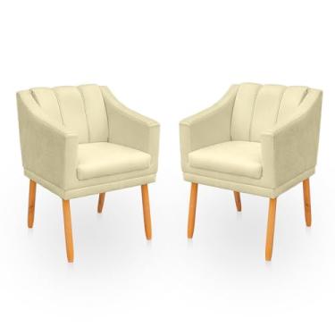 Imagem de Kit 2 Poltronas Cadeira para Sala Confortável e Moderna Mila Suede (Bege)