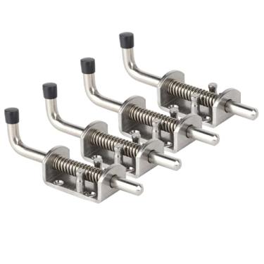 Imagem de Trava de trava de mola resistente, aço inoxidável, 16,5 cm, pacote com 4, trava de parafuso de bloqueio mais rápido para portão de porta, galpão, trailer, bagageiro, garagem
