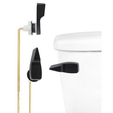 Imagem de Hibbent Substituição do puxador do vaso sanitário, alavanca de descarga de tanque de montagem frontal compatível com o padrão americano, alavanca de viagem de vaso sanitário com correntes de melindrosa de aço inoxidável, preto fosco