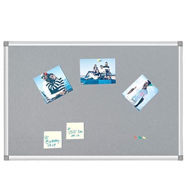 Imagem de Melhor quadro de avisos de cortiça, placa de feltro, placa de pino, placa de aviso, placa de lembrete para casas ou escritórios, moldura de alumínio prateada, Gray Felt Board, 24 x 36 inch