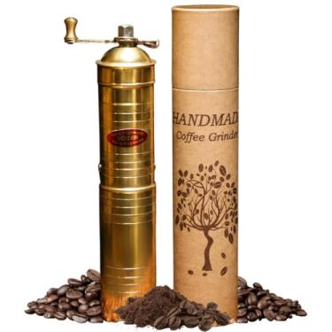 Imagem de Moedor de café de latão manual de 23 cm Sozen, moedor de café cônico portátil de aço inoxidável, moedor de café portátil com manivela, moedor de café turco Sozen