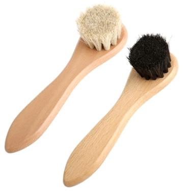 Imagem de lasuroa 2 Peças Escova Luva Basebol, Escovas para Esfregar Luvas Basebol Cerdas Macias Crina de Cavalo Pretas e Brancas Acessórios de Limpeza para Limpeza Profunda