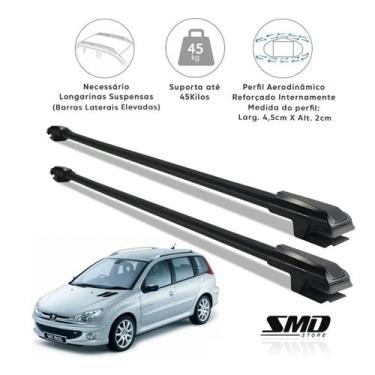 Imagem de Rack Travessa Teto Peugeot 206 E 207 Sw Wagon Preto Preto - SMD