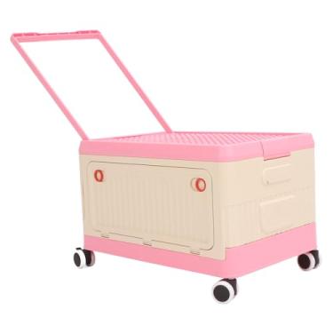 Imagem de Sonew Lata de Armazenamento de Brinquedos Com Rodas e Tampa - Organizador de Brinquedos Multifuncionais para Crianças - Material PP Design Dobrável e Economizador de Espaço Em Laranja (Róseo)