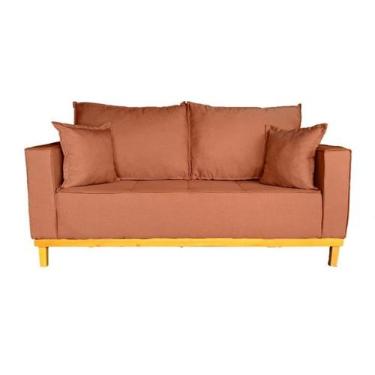 Imagem de Sofá Beny 1.80 Base De Madeira Linho - Renascer, Salmão