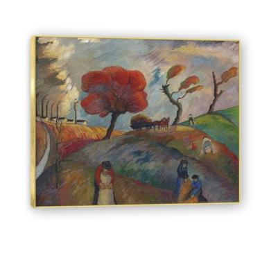 Imagem de NHLDZYH Moldura dourada. Impressões de artistas famosos, (formigueiro) por Marianne von Werefkin, pôster de reprodução de impressões em tela de paisagem para decoração de casa. 40 x 48 cm - 15,7 x