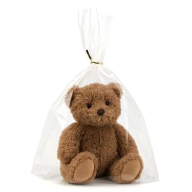 Imagem de 100 peças de sacos de presente de celofane de fundo plano de plástico transparente (26 × 33 x 8,1 cm) com laços para doces, pipocas, biscoitos, guloseimas para embrulhar bolos, saquinhos para festas