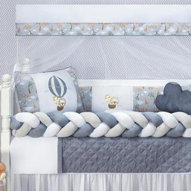 Imagem de Kit Berço Safari Menino 11 Peças Estampado Bichinhos + - Jm Enxovais