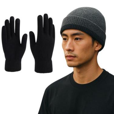 Imagem de Kit touca térmica forrada com luva quentinha sku:kf10 - R.S MODAS, Cin