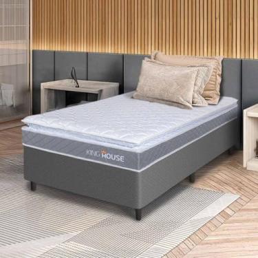 Imagem de Conjunto Box Cinza Durban Cinza Espuma D28 Solteiro 96x203x57 - King House