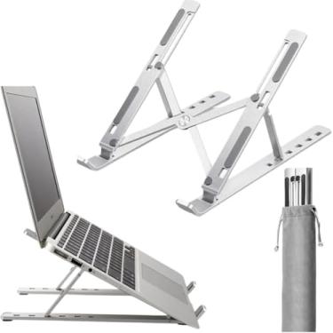 Imagem de Suporte Ergonômico Ajustável para Notebook Dobrável Portátil Altura Regulável Mesa Escritório Universal (Prata)