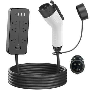 Imagem de HITRENDS Adaptador De Veículo Para Carga V2L Compatível Com Hyundai Ioniq 5, 6 Kia Ev6 Ev9, 15 A Carros Elétricos J1772, Soquete Descarga 120 V, Filtro Linha Tomadas, 5 M