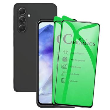 Imagem de Kit 2 Películas de Cerâmica e Capa Capinha Preta Para Galaxy A55