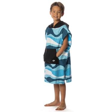 Imagem de Poncho de mudança de fluxo para crianças - Poncho de toalha de natação com capuz de microfibra para meninos e meninas, perfeito para praia, piscina ou natação - secagem rápida, absorvente, leve e