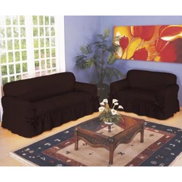 Imagem de Capa De Sofá 2 E 3 Lugares Tecido Gorgurão Grosso  - Campari, Marrom