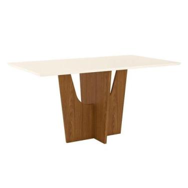 Imagem de Mesa De Jantar Danielly 160 Cm Tampo Reto Nature Off White  Henn - MÓV