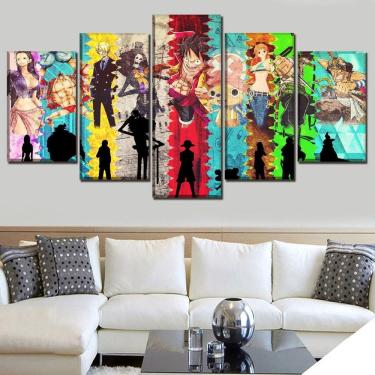 Imagem de Quadros Decorativos 5 Peças Animes One Piece Coorido Desenho