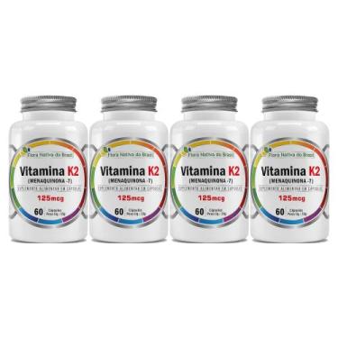 Imagem de Kit 4 Vitamina K2 Menaquinona 7 125ug 4x60 cps Flora Nativa - Flora Na