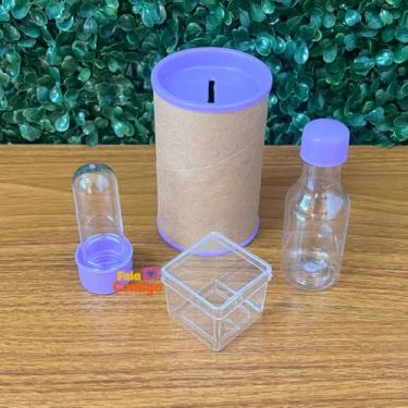 Imagem de Kit 80 Lembrancinhas Aniversário Cofrinho Tubete Fala Comigo (Lilás)