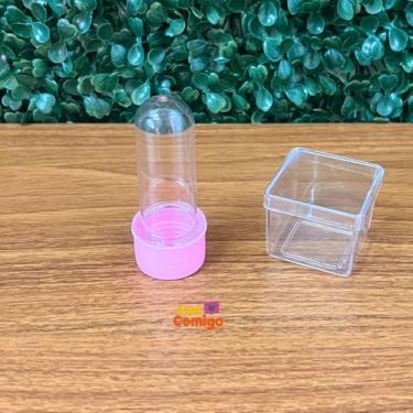 Imagem de Kit 40 Lembracinhas Festa e Tubetes Acrílico - Fala Comigo (Rosa bebe)