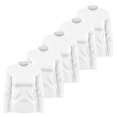 Imagem de Kit 5 Camisetas Manga Longa Segunda Pele Feminina Lisa Dry Academia Fit-Feminino