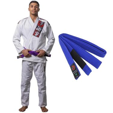 Imagem de Kimono Jiu Jistu Naja Choke Branco Trançado Reforçado com Faixa BJJ Adulto-Unissex
