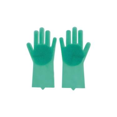 Imagem de Luvas Mágica Escova Limpeza Silicone Lava Louças Prato Carro - Reut