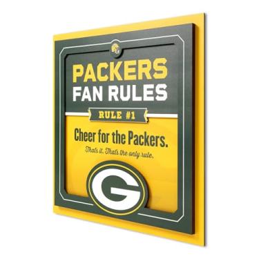 Imagem de YouTheFan Arte de parede oficialmente licenciada pelo NFL Green Bay Packers Fan Rules, várias camadas, arte humorística da equipe, lema de fã de esportes, mostra regras engraçadas, decoração interna