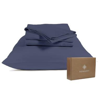 Imagem de BIOWEAVES Lençóis 100% algodão orgânico, 300 fios, conjunto de lençóis de cama com certificado GOTS de 4 peças, cabe em colchões de até 43 cm de profundidade, trama de cetim macio e sedoso (Queen,