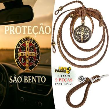 Imagem de Chaveiro Capiau + Penduricalho Laço Couro Marrom São Bento Ouro Velho 