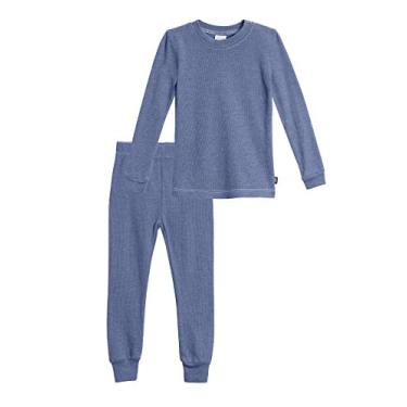 Imagem de Conjunto de roupa íntima térmica para meninos City Threads Long John, camada de base de algodão macio e respirável – Feito nos EUA, Denim Blue W/ Baby Blue Stitch, 9-12 Months