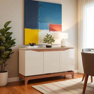 Imagem de Buffet Aparador 3 Portas em MDF com Pés em MDF Joile Freijó/Off White 
