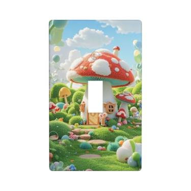 Imagem de Mushroom Spring Light Switch Cover Plates Single Wall Plate, 1 Gang 7 cm x 11,4 cm Capa decorativa para interruptor de luz