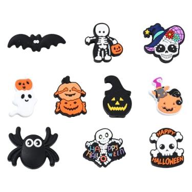 Imagem de UR URLIFEHALL 20 peças, 10 estilos, contas de silicone de Halloween, fofas, abóbora, fantasma, crânio, contas focais para caneta com contas faça você mesmo, chaveiro, colar, pulseira, artesanato feito
