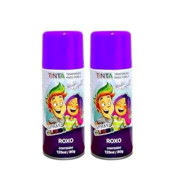 Imagem de Tinta Spray Para Festa Dia das Crianças Cabelo Maluco Lavável Carnaval Infantil Halloween (Roxo, 2 Unidades)