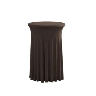 Imagem de Toalha de mesa elástica de grau para balcões de bar e mesas de coquetel, toalha de mesa redonda, café escuro, 60 x 110 cm