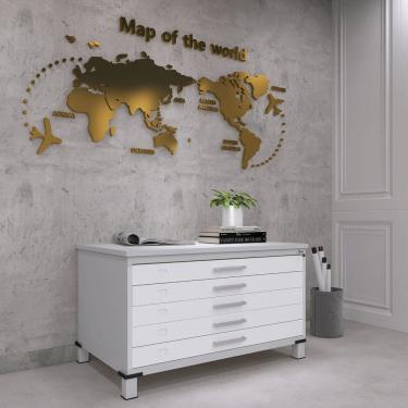 Imagem de Mapoteca Mont 5 Gavetas 71,3cm X 120,4cm Aço Cinza/Branco