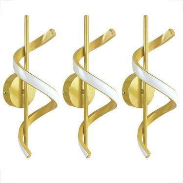 Imagem de 3 Arandela Dourada Led Espiral Parede Torcida Corredor Ace89