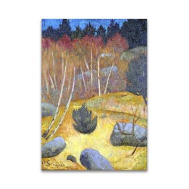 Imagem de RYLJCZ Reprodução de pinturas a óleo Paul Sérusier - Forêt en automne - Impressão de arte de paisagem vintage - Arte de parede em tela para decorações de casa e escritório 70 x 105 cm (27,6 x 41,4 pol