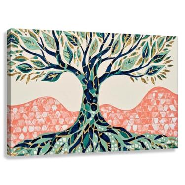 Imagem de Árvore da Vida Arte de Parede Impressão em Tela Decoração Fotos Pintura Azul Vermelho Verde Sala de Estar Quarto 45x30cmx1
