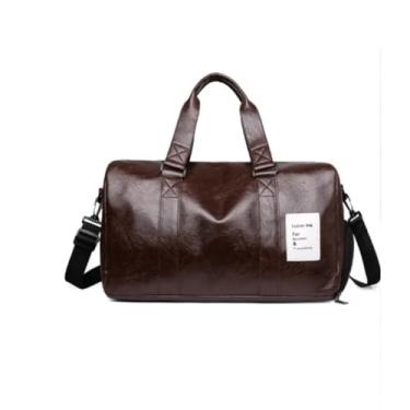 Imagem de Bolsa de Mão Transversal de Viagem Bordo Academia em Couro Ecológico com Alça Removível (Café)