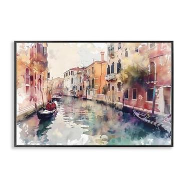 Imagem de Stupell Industries Canal de Veneza Aquarela Estilo Arte Giclée Emoldurada Preta Design por LSR Creative Studio, 40,6 x 61 cm