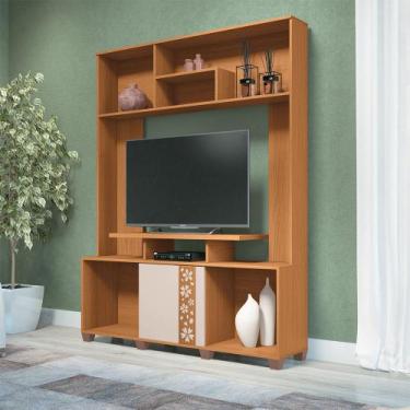Imagem de Estante Decorativo MDP/MDF Porta com Dobradiças Laterais Jida TV até 4