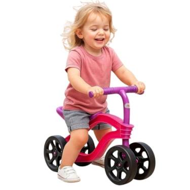 Imagem de Bicicleta de Equilíbrio Infantil sem Pedal, 4 Rodas, Azul, Rosa, Vermelha, para Crianças a partir de 1 Ano, até 25 kg (rosa)