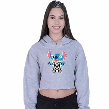 Imagem de Cropped Moletom Feminino Lilo Stitch Halloween - Lafre, Cinza, GG